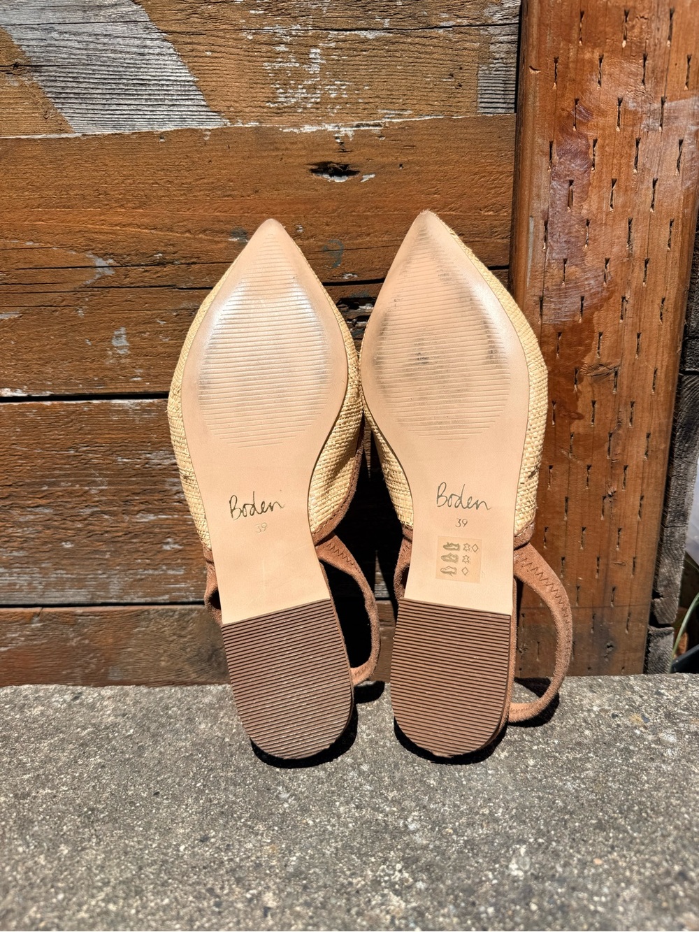 Women's Preppy Light Raffia Boden Pointed Toe Slingbacks - EU 39 / US 8.5 - Picture 4 of 5